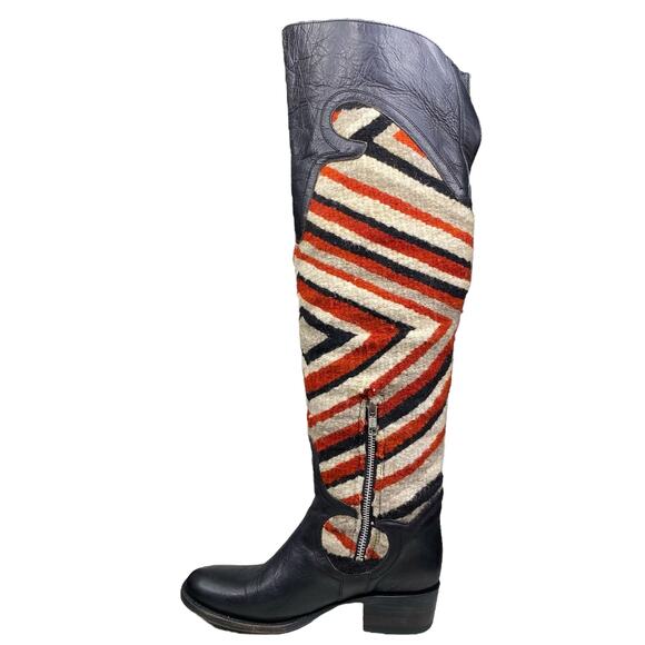 Freebird By Steven Cabal Black Leather Over The Knee Quilted Boots Size US 6 - Picture 2 of 12